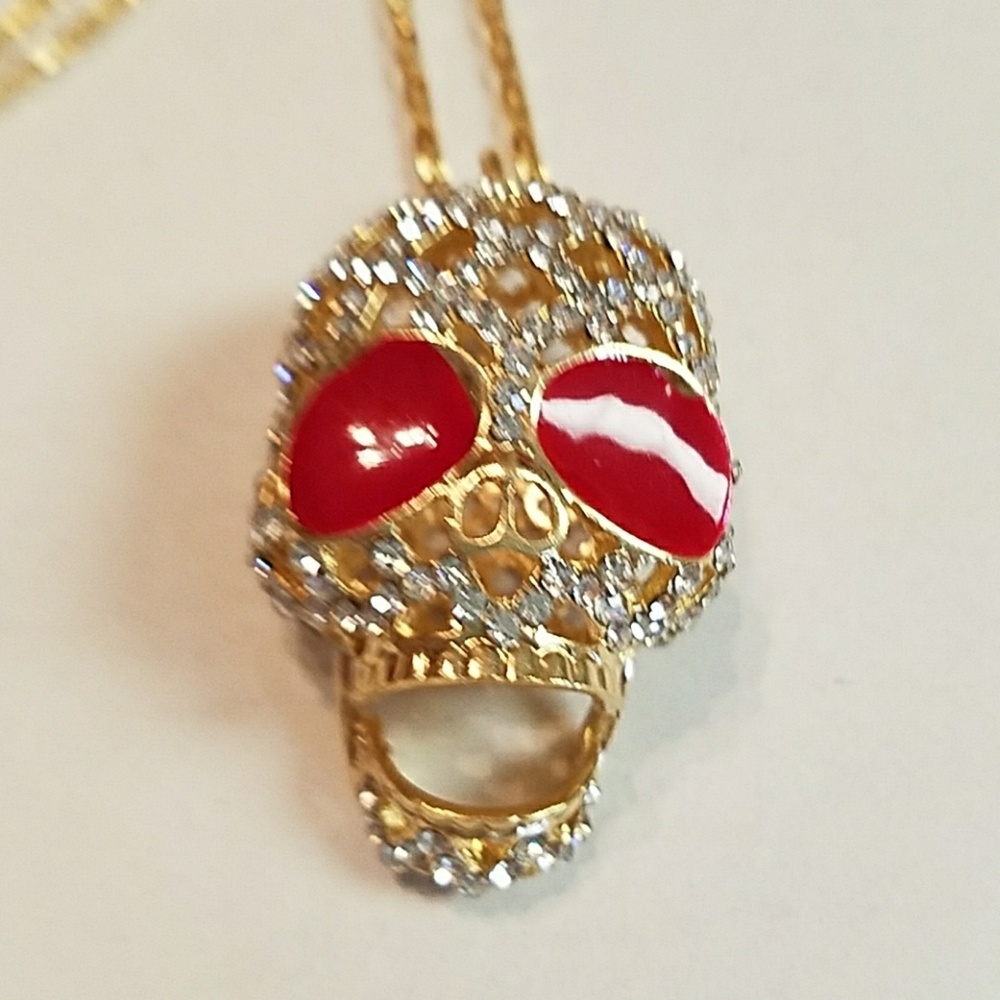 Iridescent Crystal Skull necklace